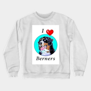 I LOVE BERNERS CARTOON TURQUOISE Crewneck Sweatshirt